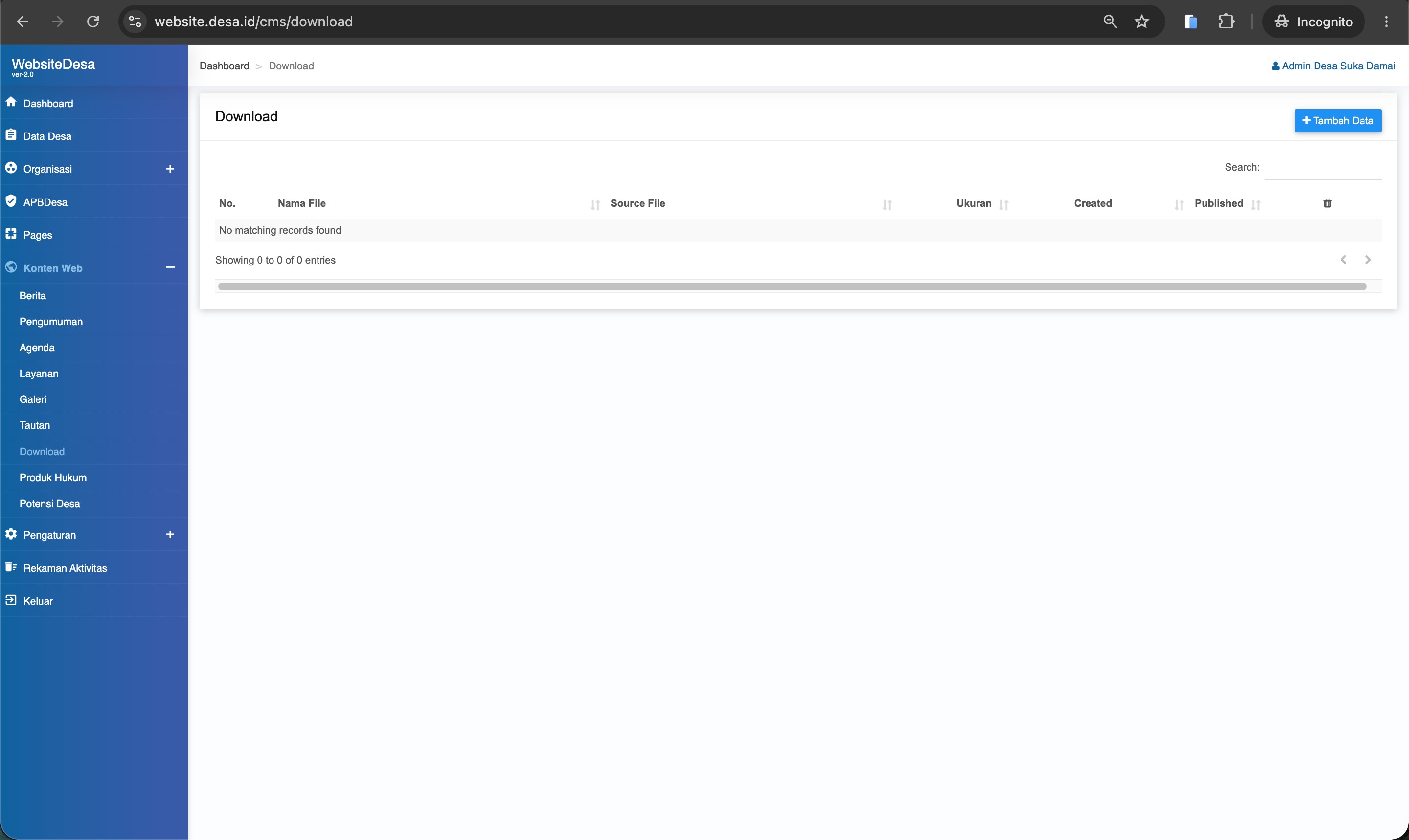 Screenshot Daftar File Download