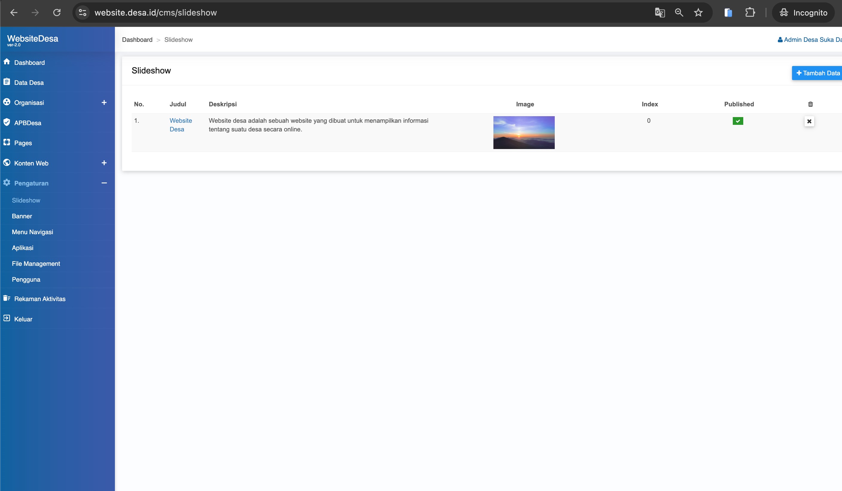 Screenshot Daftar Slide